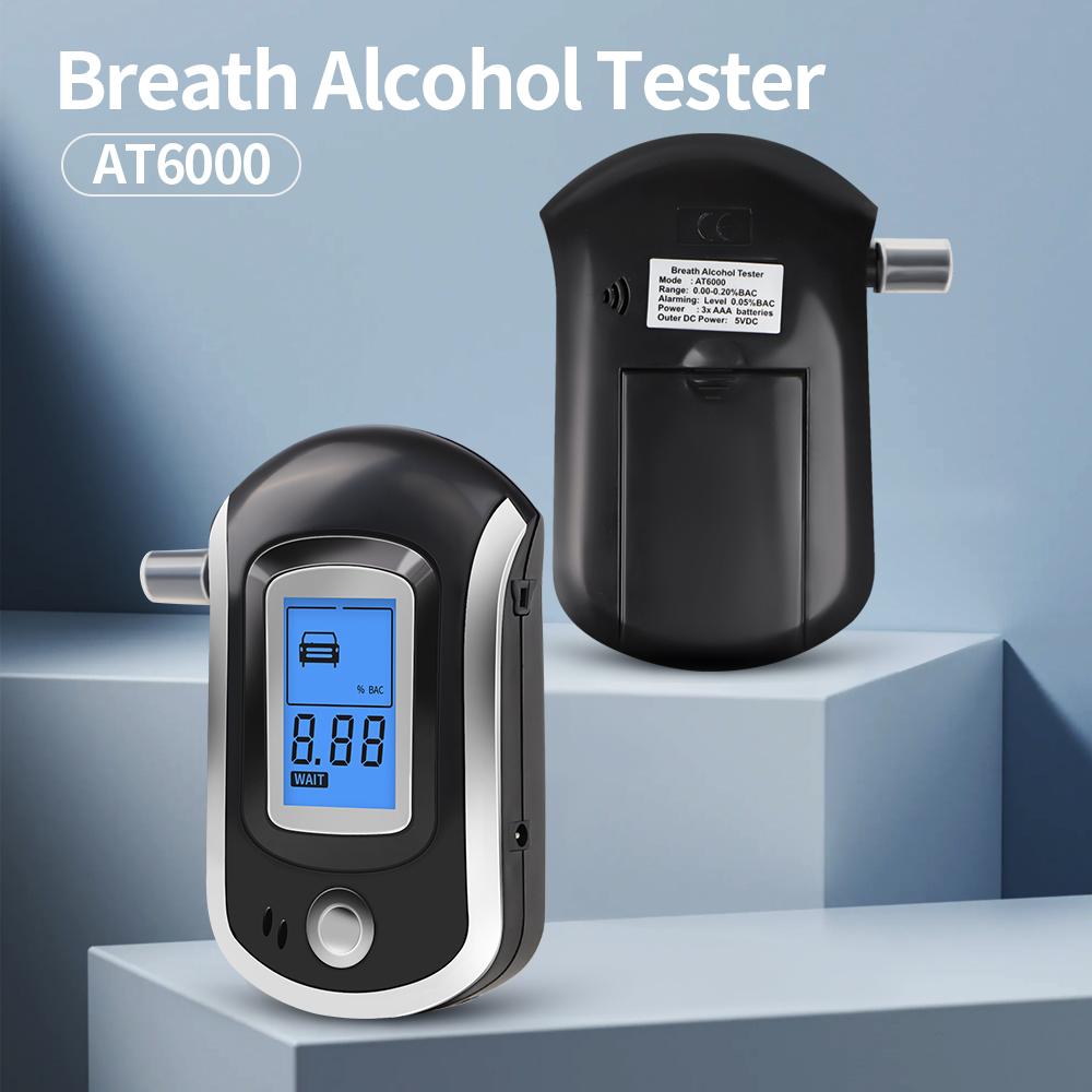 AT6000 Digitaler Alkoholtester Mini Polizeilicher Alkoholtester Präzise Mundstücke Atemalkoholtester Für Strafverfolgungsbehörden Persönlich