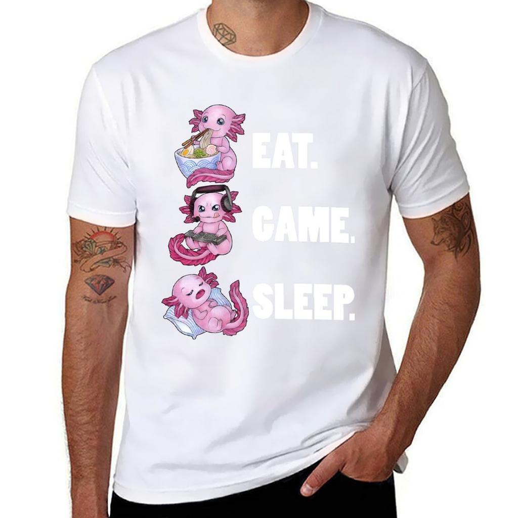 Eat Game Sleep Cute Axolotl Great Gift Idea Tshirt Sports Casual Breathable Tee Shirt