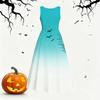 Women Plus Size Round Neck Sleeveless Gradient Printed A Line Bow Waist Dress