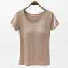VEZFAA Women's Fashion Casual Summer Spring Solid Color Print Short Sleeve O-Neck Blouses & Shirts