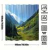 1Pc Alpine Valley Bath Curtain - Vibrant Fall Colors, Sunlit Meadows & Evergreen Forest Design, 70. 86 X 70. 86 Inches, 12 Hooks