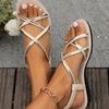 Fashion Women Beach Woven Hollow Sandals Women Flats Casual  Sandals Summer 2025 New Fashion Casual Comfortable Walking Slides