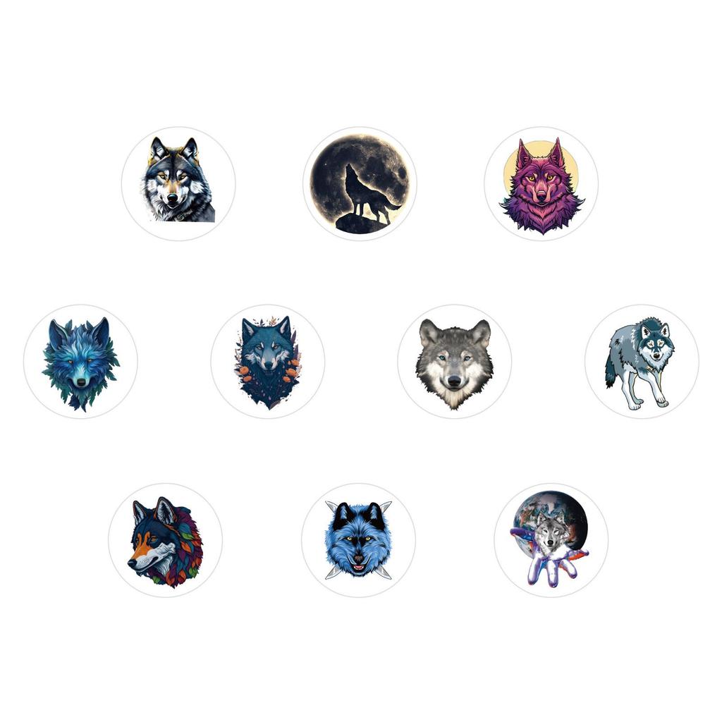 Cartoon Wolf Stickers Roll for Fridge, Skateboard, Cabinet, Cup, Phone, Planner, 500 Pieces