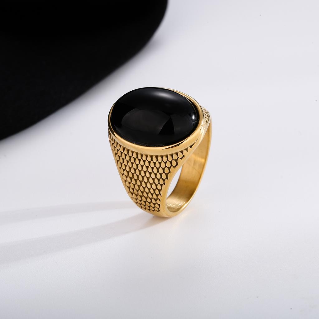 Klassische Herrenringe aus hochwertigem 316L-Edelstahl mit Onyx Trendschmuck