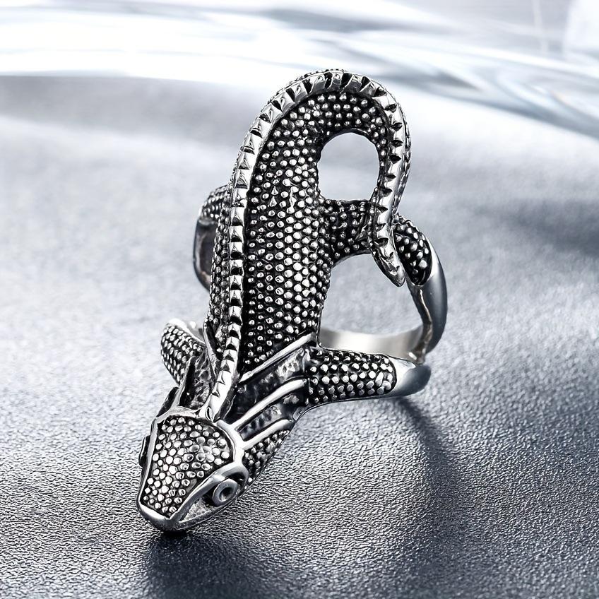Retro Punk Snake Ring Lizard Dog Pharaoh Open Ring Adjustable Cross Crown Lion Head Ring