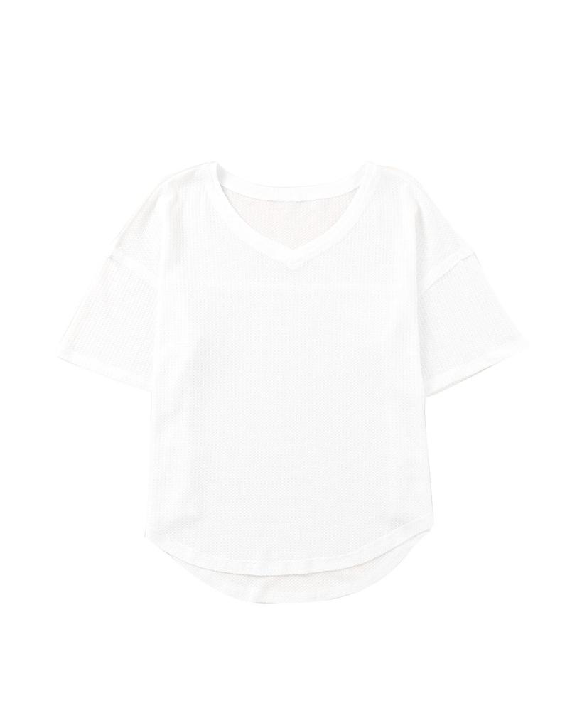 Azura Exchange Drop Shoulder Waffle Knit Top