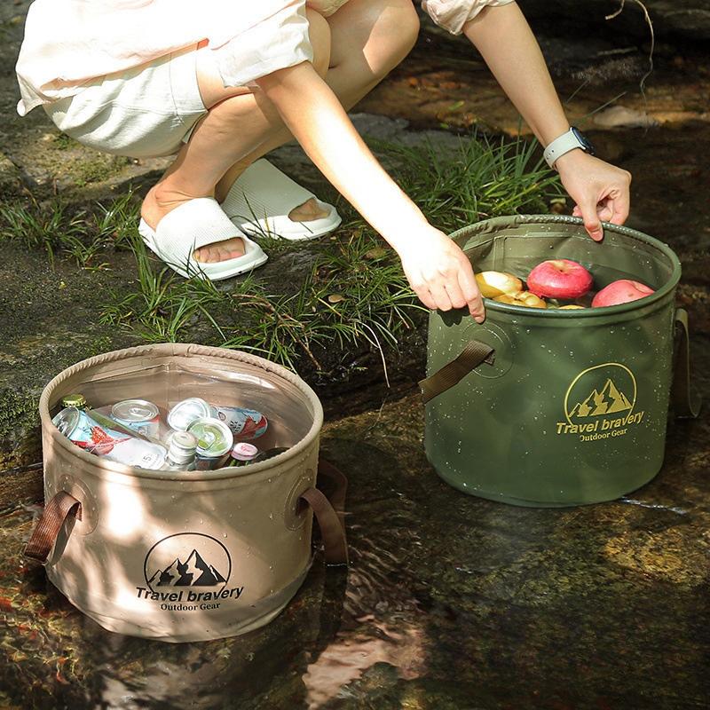 SEAMETAL 10/20L Outdoor Multifunctional Bucket Collapsible Portable Travel Bucket Large Capacity Carrying Bucket Camping Fishing Bucket