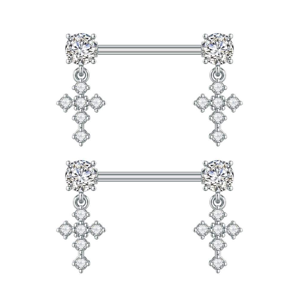 2 bucăți drăguț urs fluture dangle piercing mamelon oțel inoxidabil cruce stea agățat mamelon scut barbell pentru femei inele mamelon