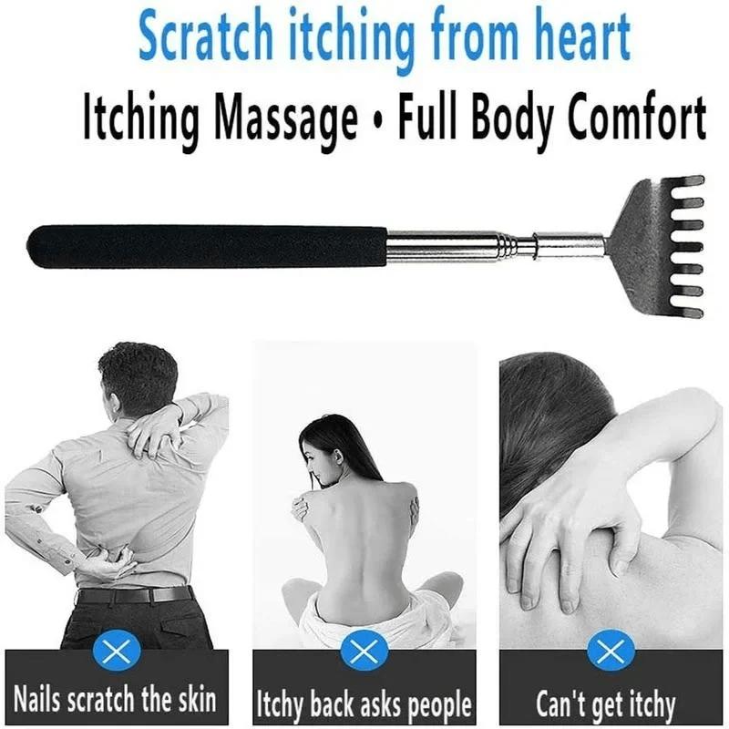 3-Piece Perfect Gift Set for People & Pets-Extendable Back Scratcher & Pet Massager, Stainless Steel Adjustable Handle for Easy