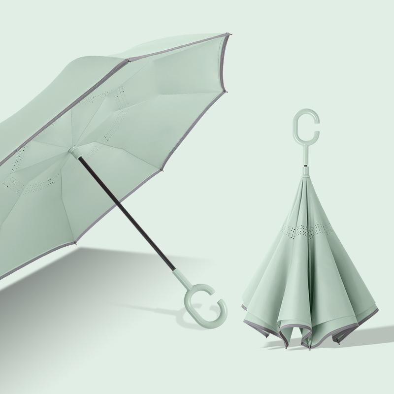 New 8-bone creative hands-free double-layer straight rod reverse umbrella car long handle reverse umbrella umbrella