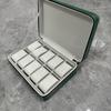 Portable Black and Blue-Gray Leather Zipper Watch Box with 6, 10, or 12 Slots - Flip-Top Jewelry Storage