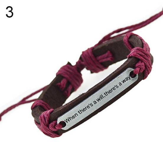 Nytt Herr Dam Punk Bokstav Konstläder Armband Hampa Rep Armband Armband Bra Pris