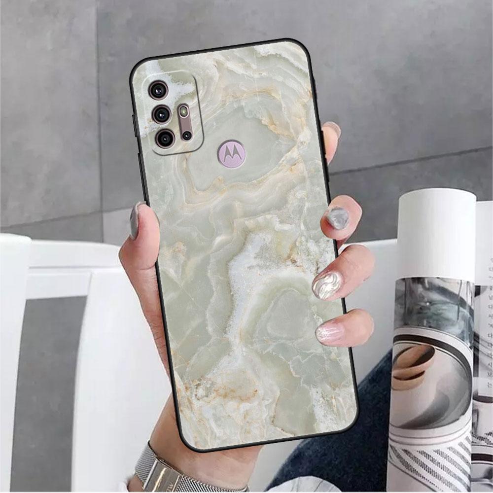 Hülle für Motorola G30 G60 Edge 20 G9 G22 G8 Power G31 G500 G50 30 Pro Schwarz Soft Phone Capas Granit Marmor