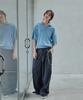 GLW Open Collar Waffle Half Knit Blue