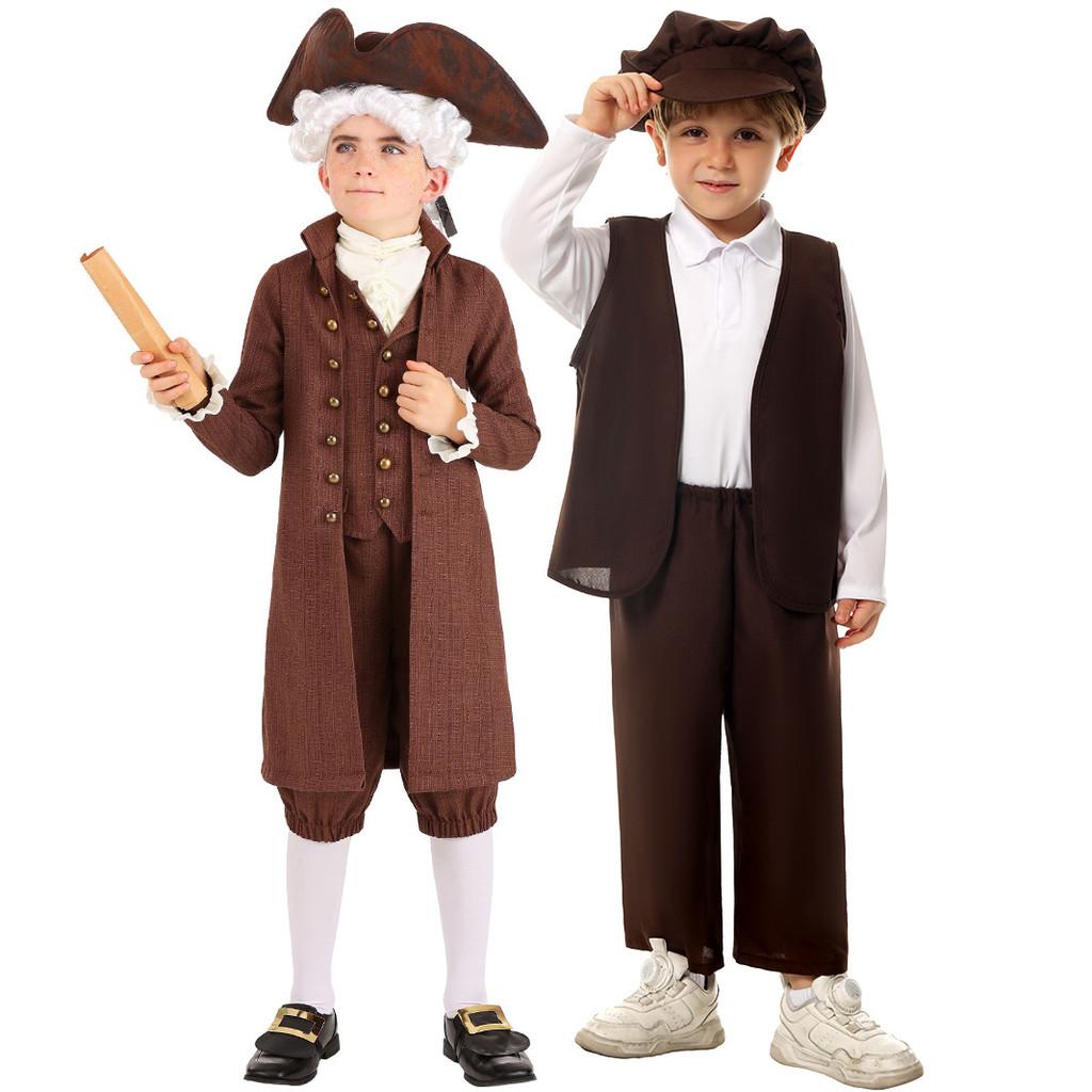 Us Colonial Child Dress With Polyester Fabric For Stage Performance And Costume Events