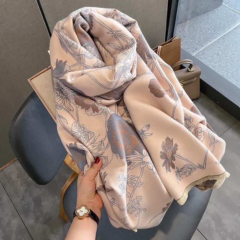 

Summer Air conditioned Room Shawl for Women in Autumn and Winter High End Imitation Cashmere Scarf Double Sided Thickened Warm Outer Scarf 65*200cm