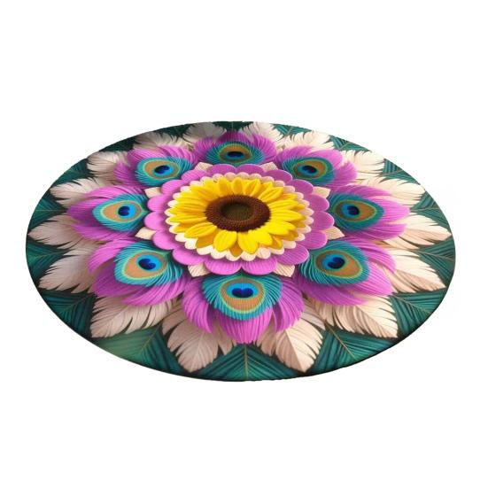 Yousheng Diatomaceous Earth Floor Mat 3D Realistic Rainbow Sunflower Pattern Quick Dry Non-Slip Absorbent Mat
