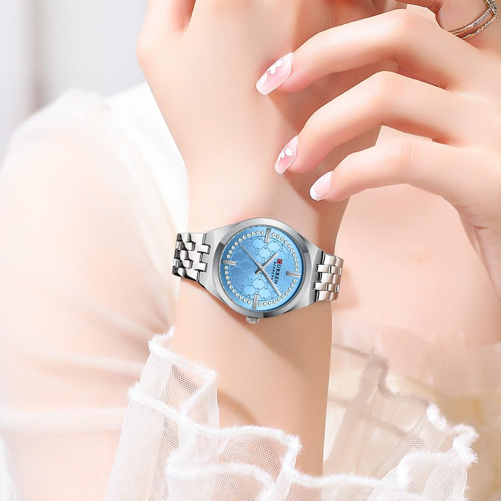 CURREN Original Unique Dial Quartz Watch for Women Fashion Elegant Ladies Watches Stainless Steel Waterproof Women's Wristwatch