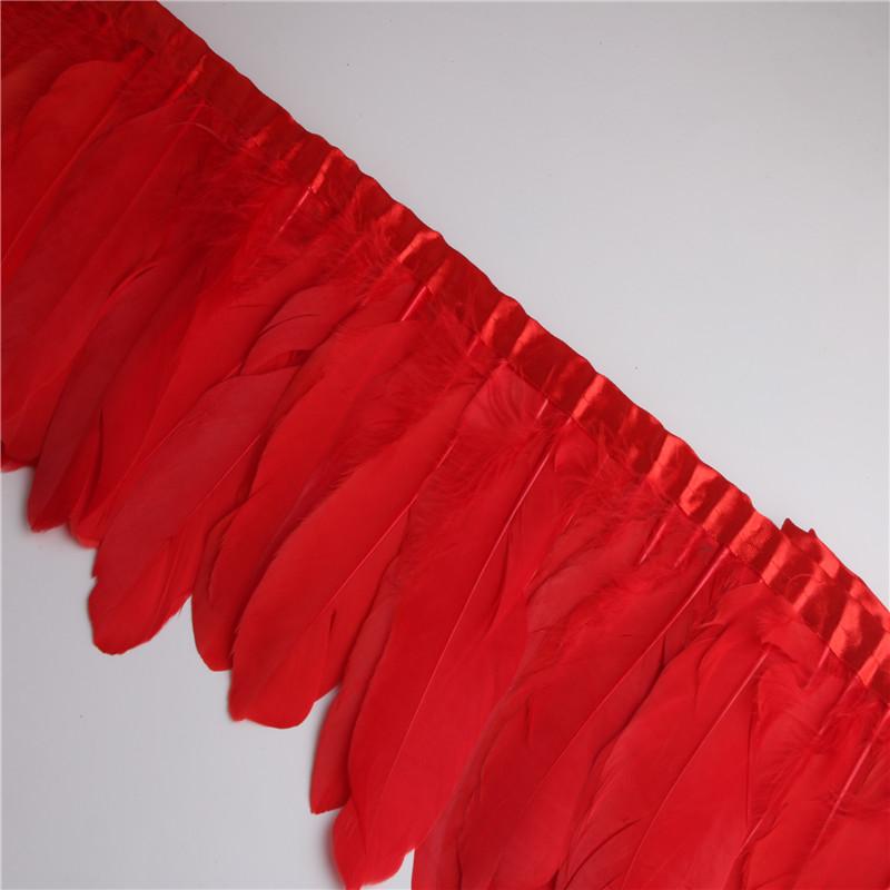 2 Meter/Lot Gänsefedern Besätze gefärbt Echte Gänsefeder Fransenbänder für Kleid Rock Stoffgürtel dekorative Kleidung