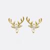 Cao Shi Elegant Geometric Zirconia Deer Stud Earrings for Women - Festive Fashion Accessories