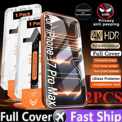 2 kusy 8k hd tvrzené sklo pro iphone 17 12 13 16 pro max air 16e 14 15 plus ochrana obrazovky sklo snadná instalace krabička bez prachu