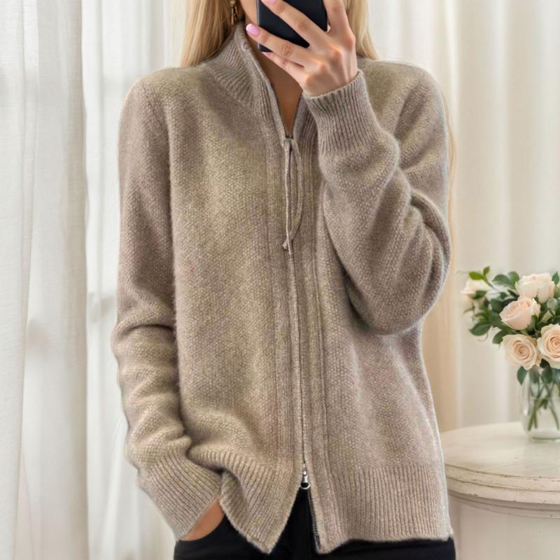 Women S Long Sleeve Zip Knit Cardigan Sweater Jacket