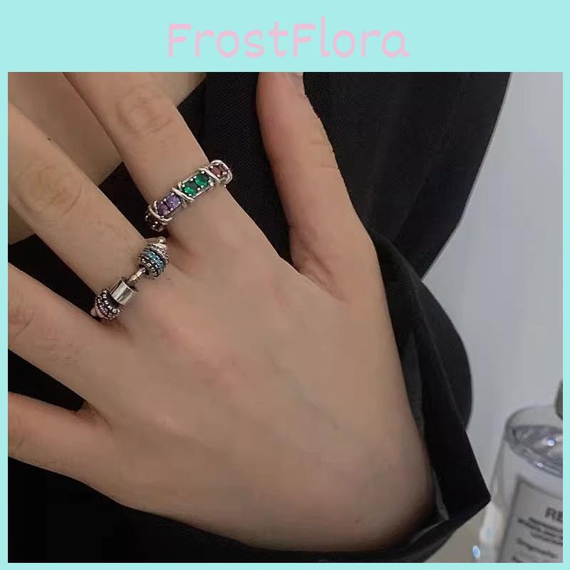 Vintage Unique Style Adjustable Rainbow Zircon Ring For Women Fashion Jewelry
