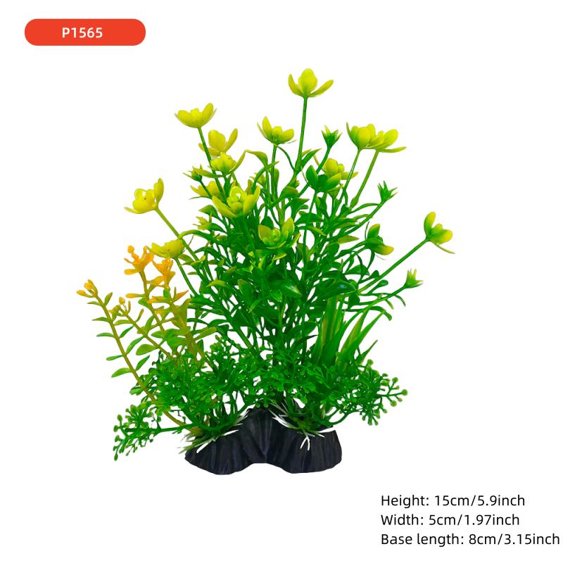 1PCS Aquarium Decor Set - Vibrant Green Plastic Plant Ornaments - Fish Tanks, Durable Pvc Material 15cm/5.9inch