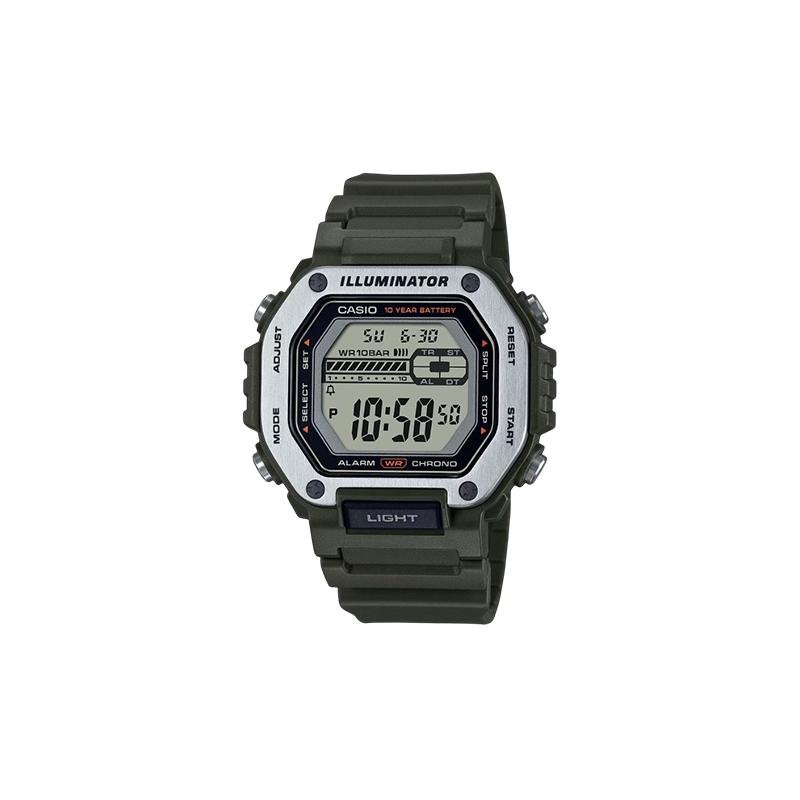 

Casio 100 meters waterproof quartz movement resin strap Japanese and Korean watch men s watch green dial MWD-110H-3AV зелений