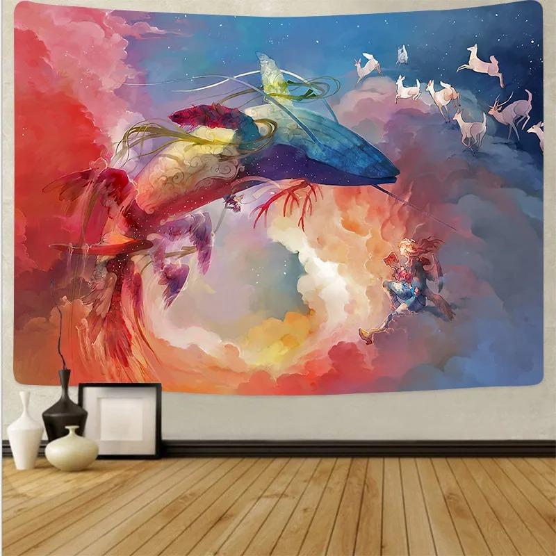 Psychedelic Ocean Whale Pattern Tapestry Home Decoration Hanging Cloth House Bedroom Living Room Wall Background Cloth