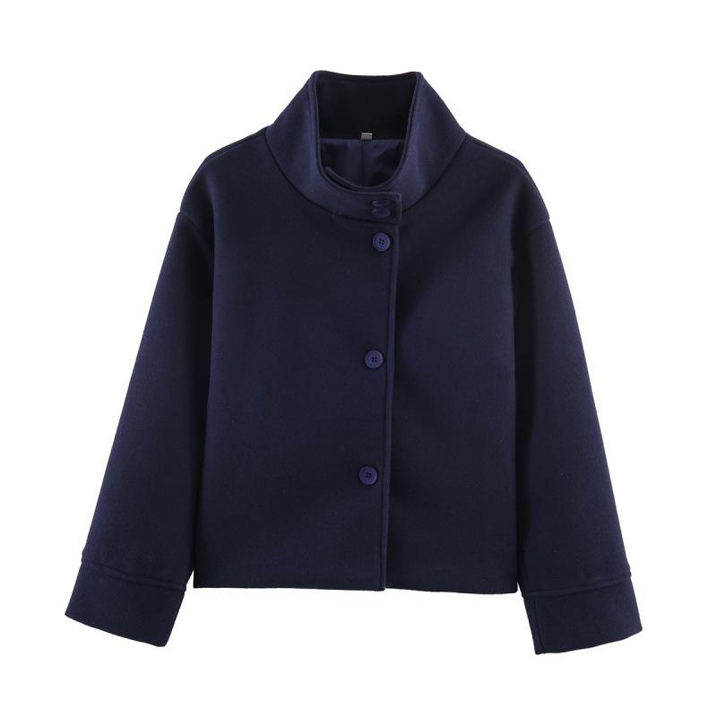 2025 European Winter Fashion: Versatile Woolen Button-Decor Short Coat XS