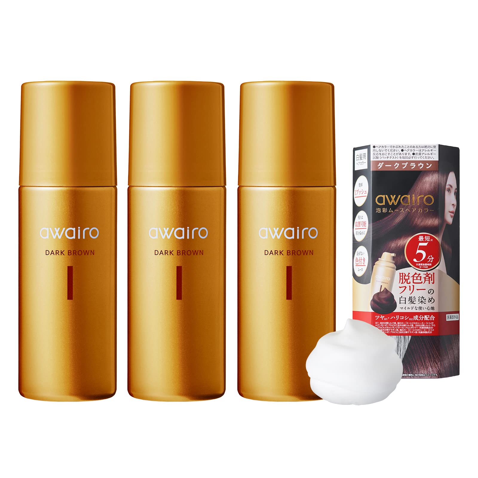 

из awairo Mousse Hair Color Gray Hair Dye 80g Permanent Hair Dye Gray Hair Hide Foam Color Women Men Gray Hair Hide [Набор 3] | [Темно-коричневый] Квази-лекарство