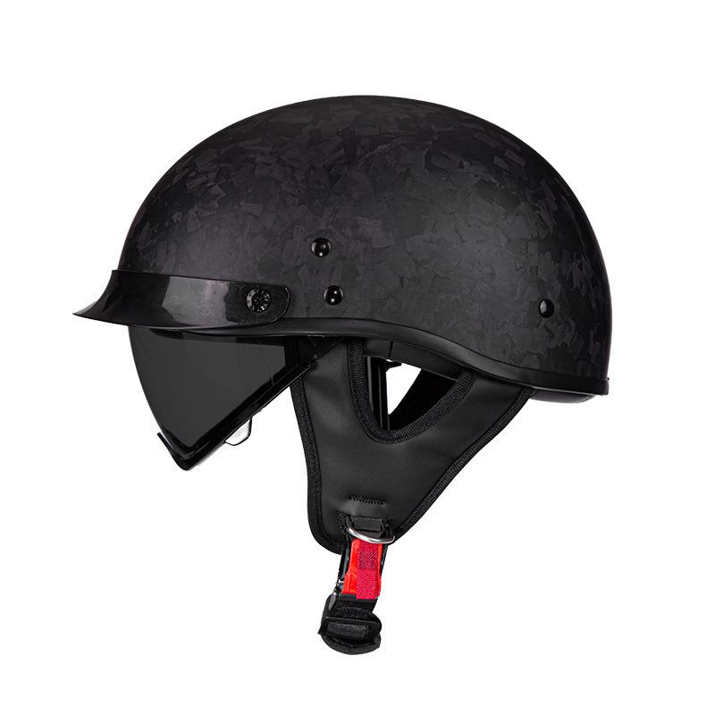 AD Carbon Fiber Retro 3C Certified Motorcycle Half Helmet for Men & Women