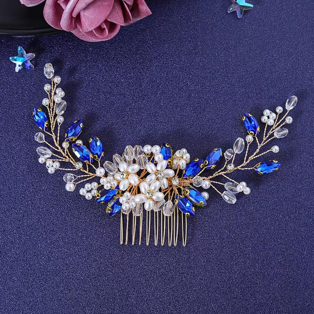Luxuriöse Perlenhaarkämme Exquisiter Zahnkamm Haarklammer Strass Haarnadel Festival