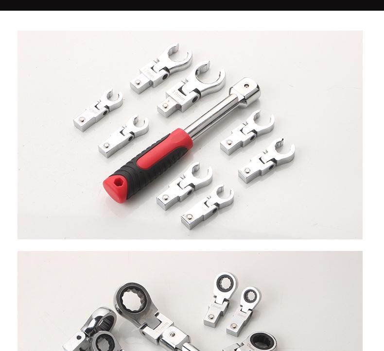 8-teiliges tragbares drehbares Ratschenschlüssel-Set mit 180°-Kopf