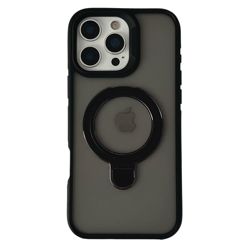 For iPhone 16 Pro Magnetic Case with Kickstand Dual-Color TPU+Acrylic Phone Back Cover