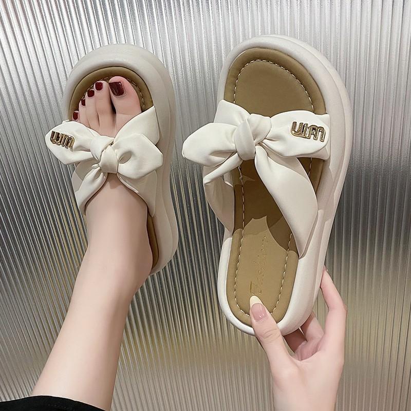 Platform slippers women's summer wear fashion 2025 new one-pedal beach sandals with skirt cool slippers