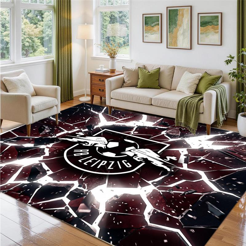 RB Leipzig Football Design Crystal Velvet Rug Soft Decorative Mat for Bedroom Entrance