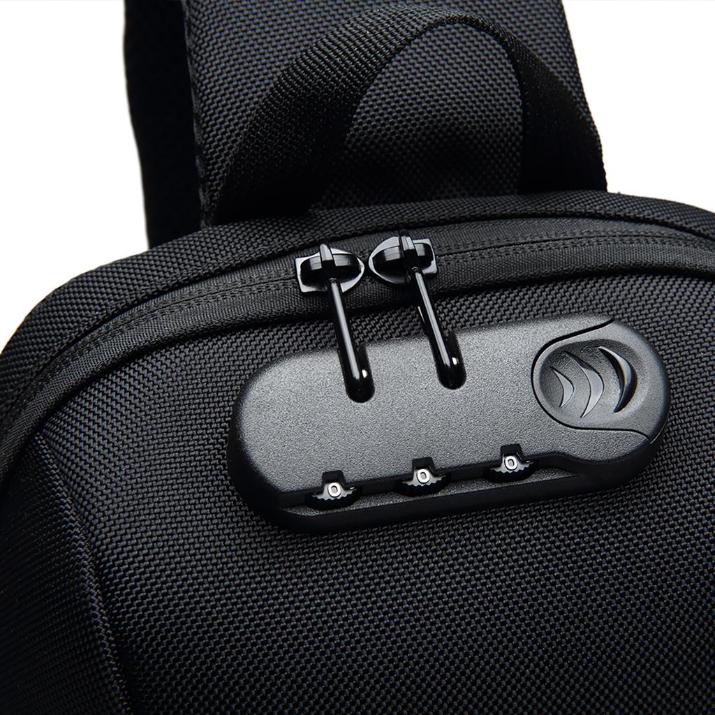 Premium Single Shoulder Anti-Theft Urban Backpack with Organizer and USB - Black