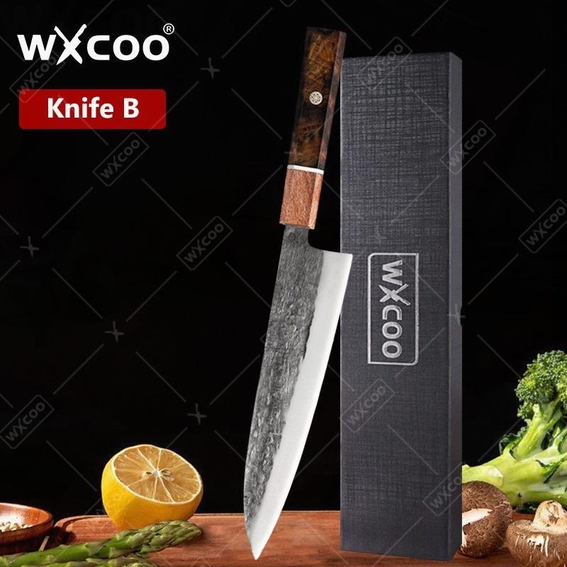 WXCOO Kitchen Knives Damascus Forged Chef Knife Butcher Cleaver Knife Meat Cleaver Fruit Slicing Knife Kitchen Accessories