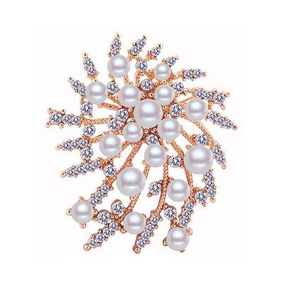 Flash Diamond Flower Brooch Women'S Versatile Pearl Brooch Atmospheric Pin Clothing Coat Accessories
