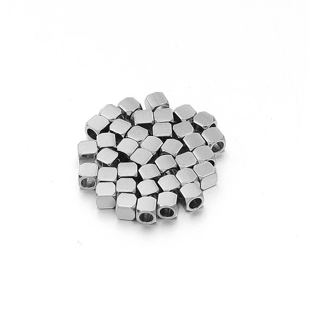 10-60pcs/lot Big Hole Stainless Steel Beads Round Corner Cube Beads Spacer Beads DIY Bracelet Necklace Jewelry Making Supplies