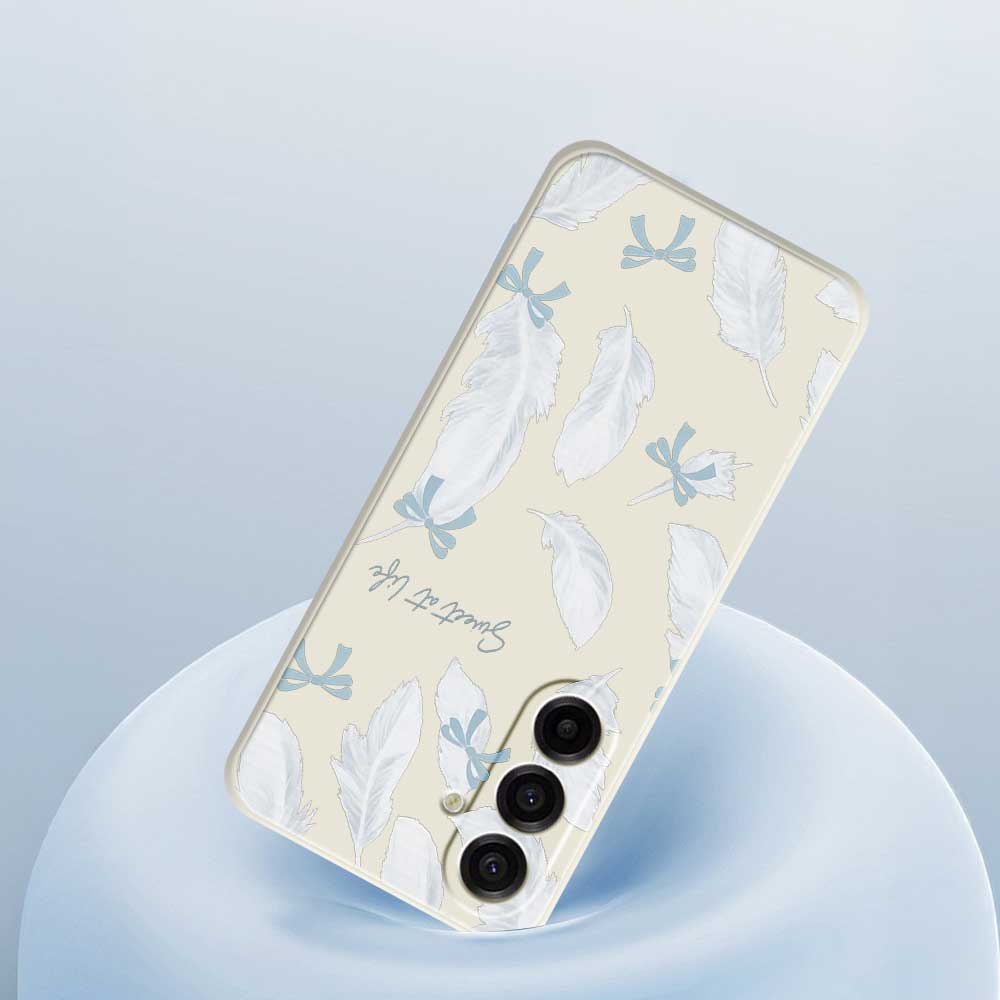 For Samsung Galaxy A17 5G Case White Feathers Pattern Printing Straight Edge TPU Phone Back Cover