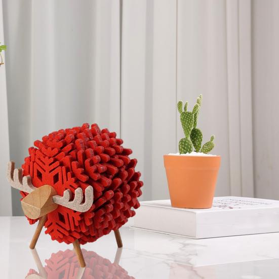 10-teiliges Filzuntersetzer-Set mit Schafhalter, saugfähiger Getränkeuntersetzer zum Schutz des Tisches, Schneeflocken-Tassenmatte aus Wollfilz für heiße Getränke, Schaf-Dekor