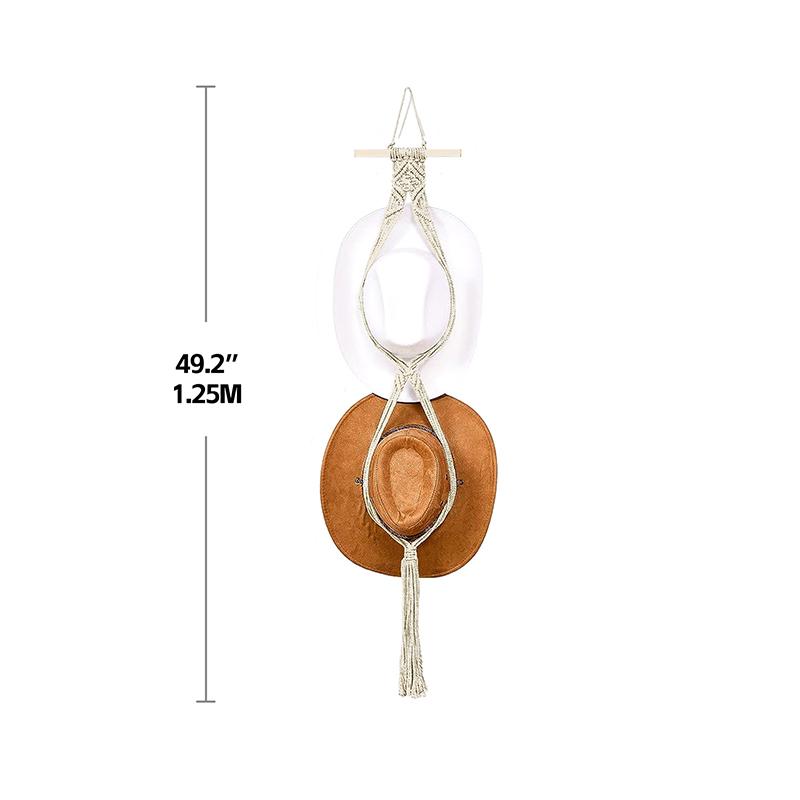 Nordic Style Boho Cotton Rope Hanging Caps Holder Organizer Display Hat Scarf Organizer Rack Macrame Tapestry Hat Hanger