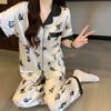 Girl Cute Cat Ice Silk Pajamas Women'S Summer Short Sleeves Trousers Premium Loungewear