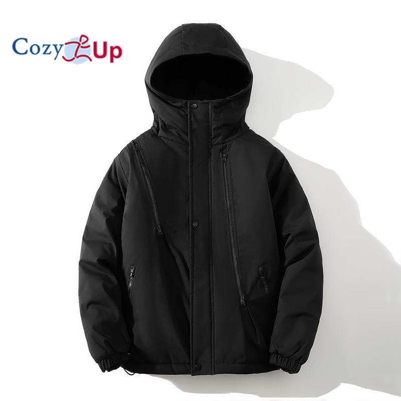 Cozy Up Men's Windproof and Waterproof Hooded Cotton Large Size Jacket