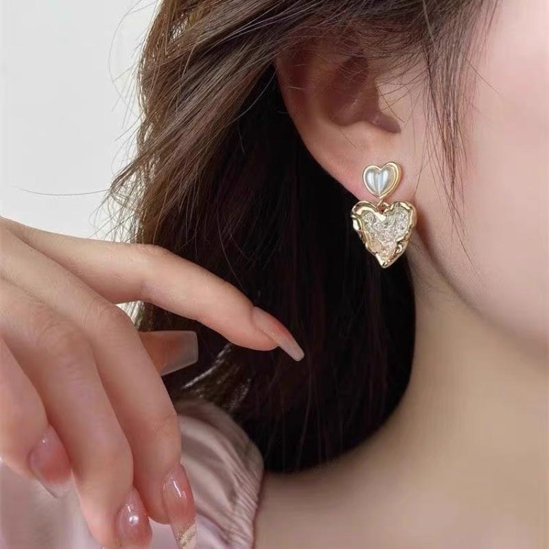 Luxus Kristall Herz Liebe Ohrstecker Für Frauen Mädchen Französisch Ins Vintage 2025 Mode Koreanisch Hochzeit Romantischer Schmuck Geschenke