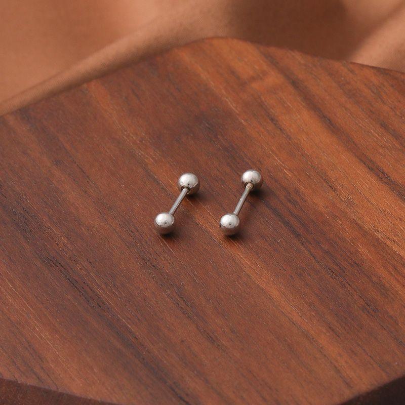 

Sterling Silver Women s Sleep No Need to Take off Screw Double Head Ear Bone Stud [Full Body 999 Foot Silver] 3mm Double Head Pair