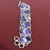 Chevron Amethyst Bracelet Handmade Jewelry Gemstone Vintage Bracelet 925 Sterling Silver Bracelet Adjustable Chain Bracelet Gifts For Mother